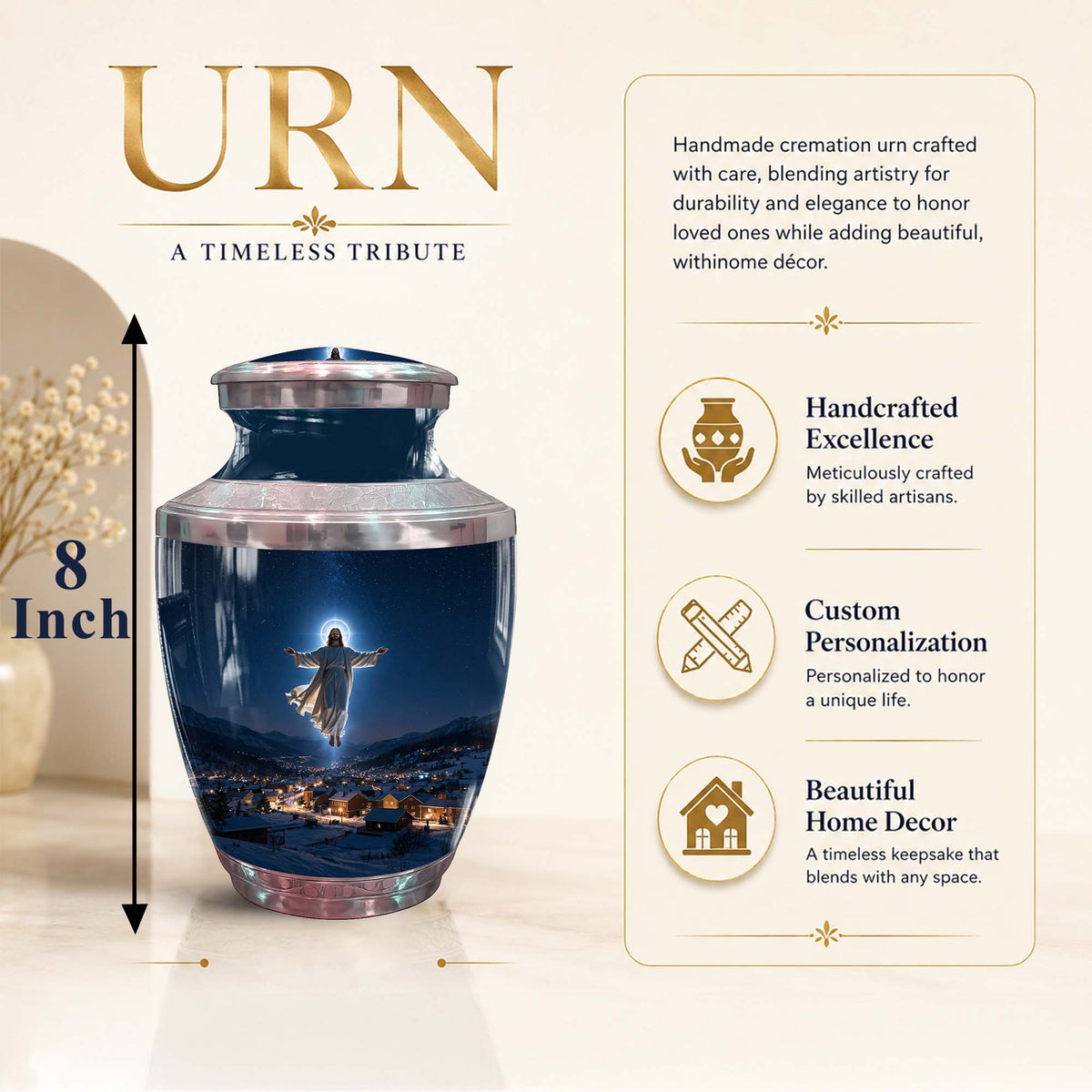 Jesus Themed Memorial Urn – Catholic Urns for Men & Women