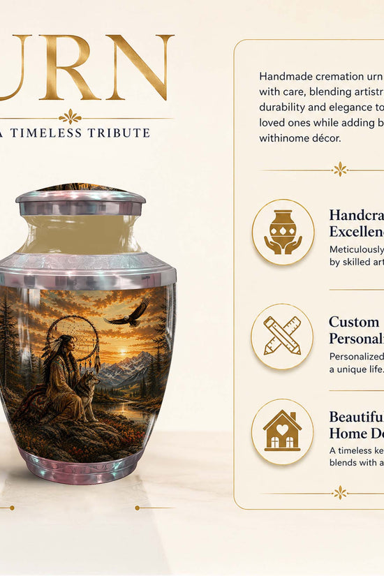 Indigenous Maiden Funeral Urn - Native American Urn For Women