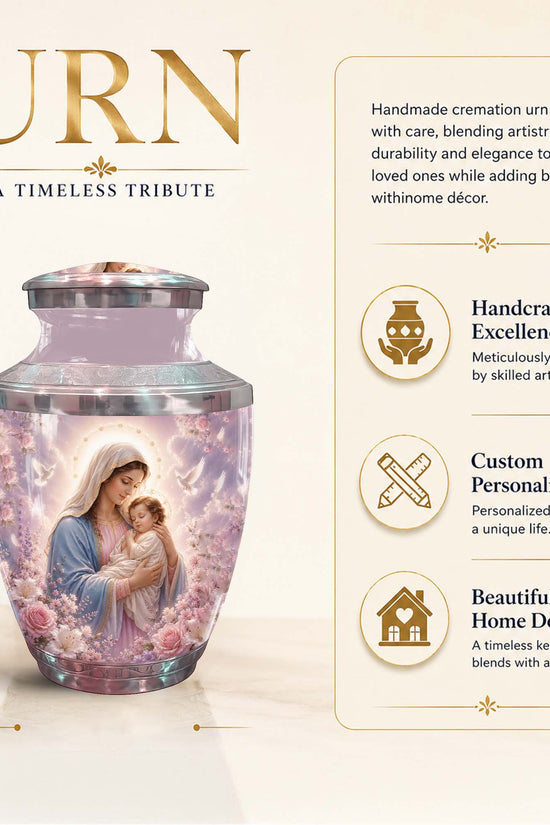 Virgin Mary and Baby Jesus Urn For Mom – Catholic Urn for Women