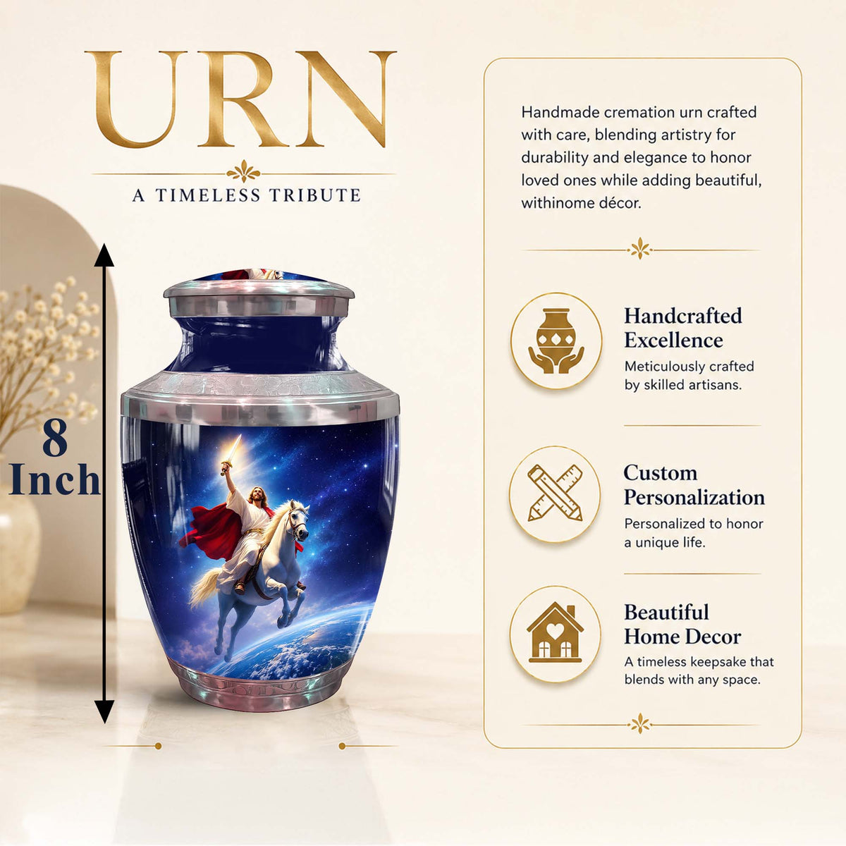 Jesus Cremation Urn For Adults - Catholic Memorial Urn For Ashes