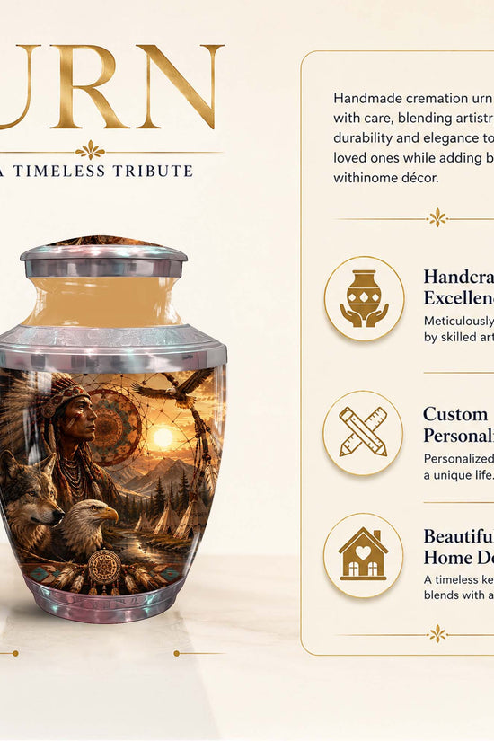 Native American Memorial Urn - Cremation Urns For Human Ashes