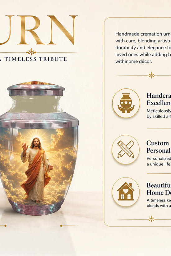 Jesus Christ Adult Cremation Urn - Heavenly Clouds Memorial Urn