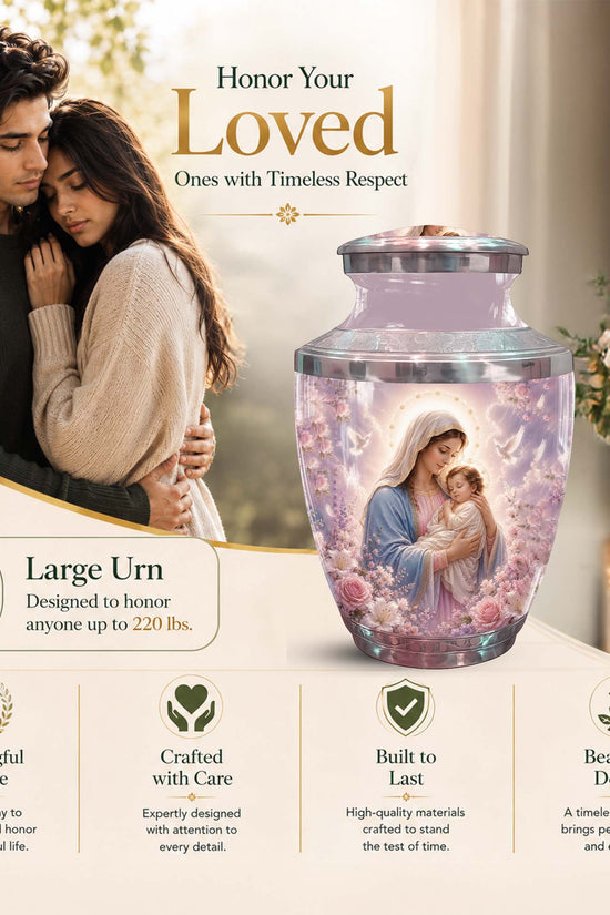 Virgin Mary and Baby Jesus Urn For Mom – Catholic Urn for Women