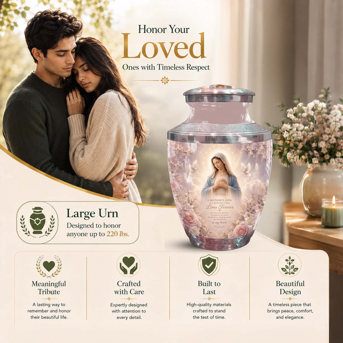 Mother Mary Themed Urn For Mother – Personalized Urns for Females
