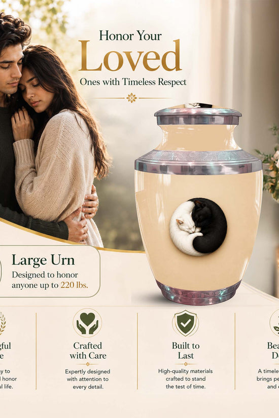 Yin Yang Memorial Urn For Cat - Unique Pet Cremation Urn For Cat