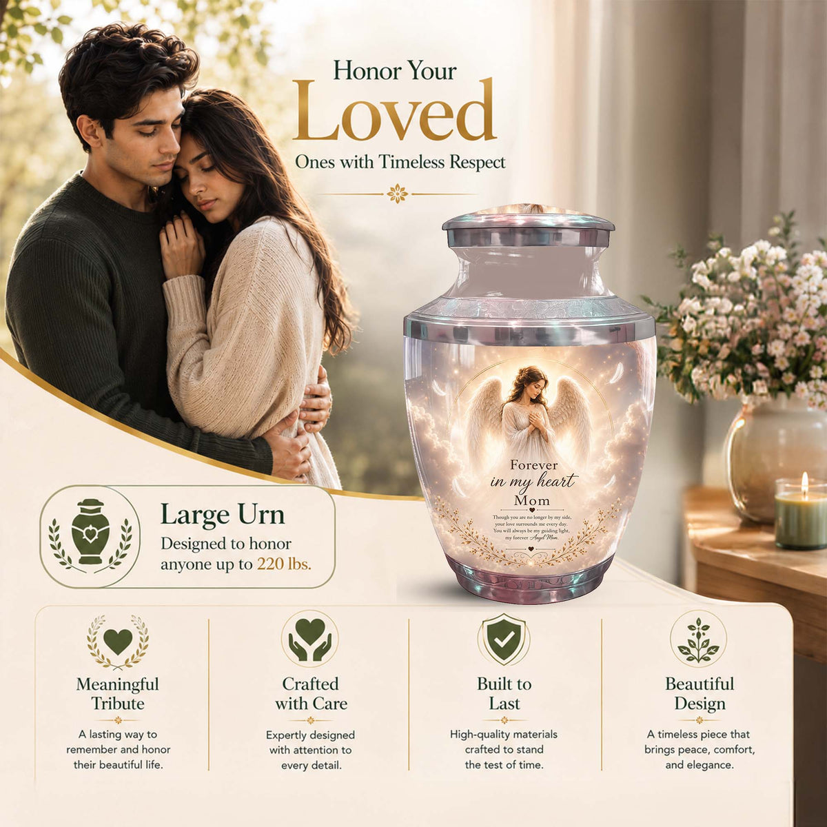 Angel Funeral Urn for Mom - Angel Cremation Urn for Ashes