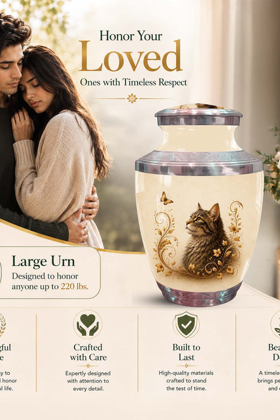 Artistic Cat Memroial Urn - Cat Themed Urn For Cremation Ashes