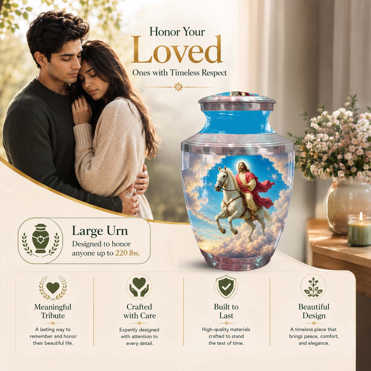 Jesus Urn For Human Ashes – Christian Cremation Urn for Men & Women