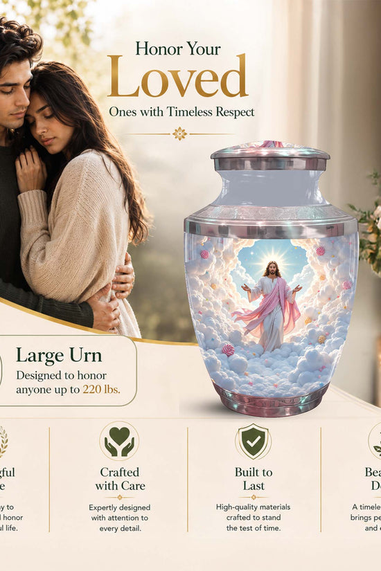 Catholic Urn For Adult Human Ashes - Jesus Cremation Urn