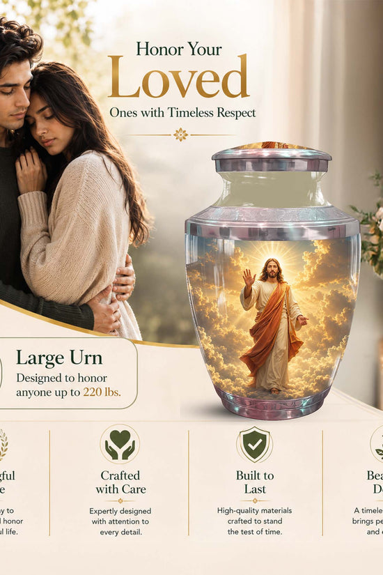 Jesus Christ Adult Cremation Urn - Heavenly Clouds Memorial Urn