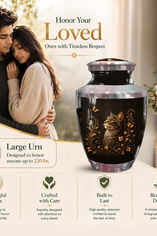 Artistic Memorial Urn For Pet Ashes - Cat Themed Urn For Ashes