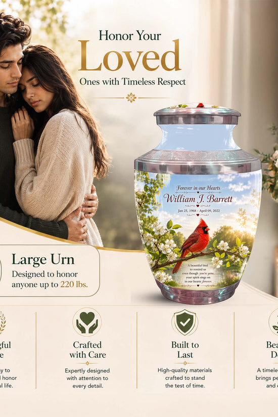 Red Cardinal Bird Urn For Mother - Cremation Urn For Adult Women