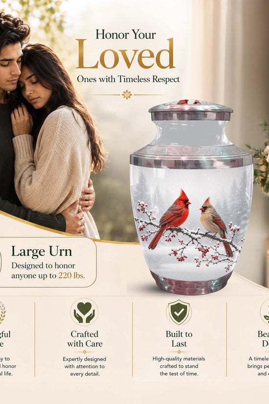 Cardinal Bird Themed Memorial Urn - Funeral Urns For Lovers