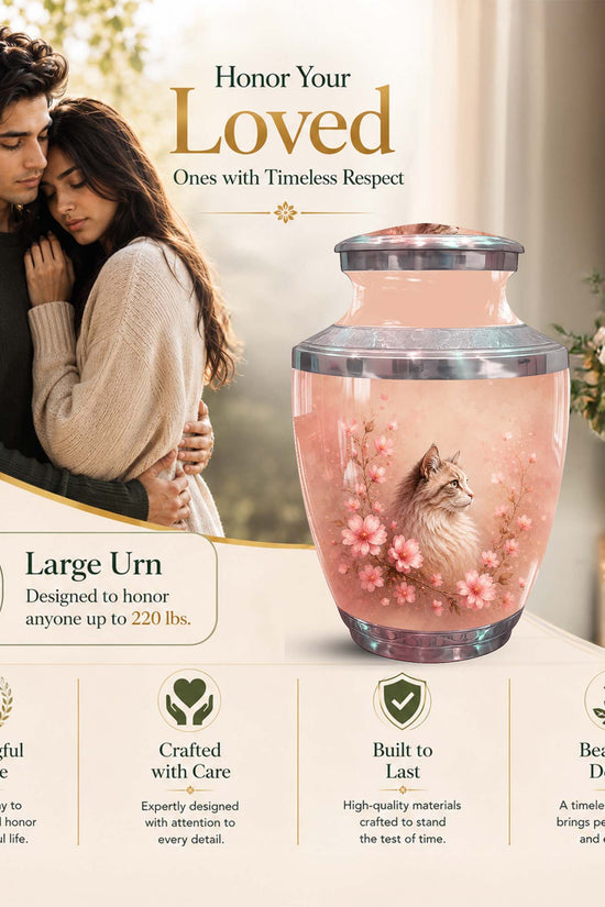 Cat Memorial Urn For Ashes - Floral Pet Cremation Urn