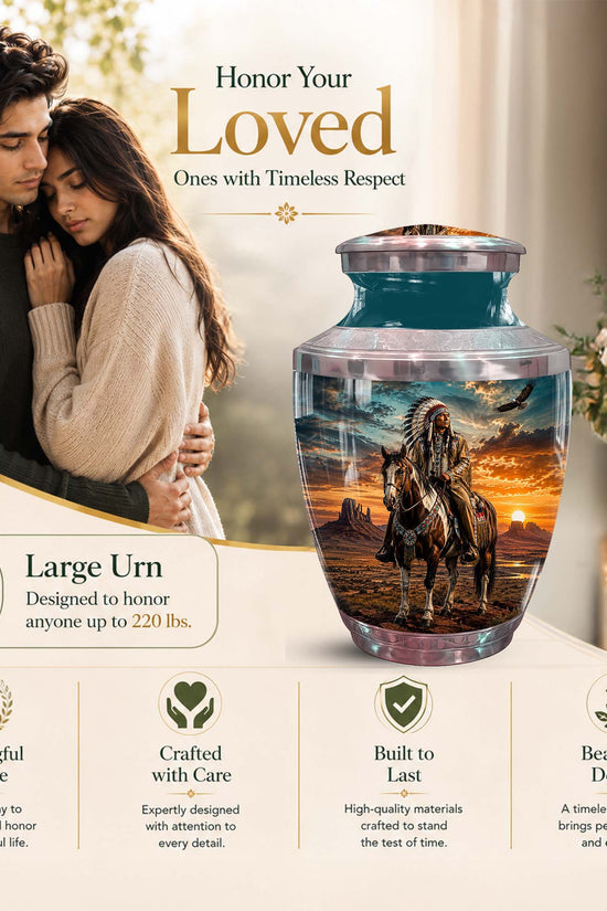 Native American Chief Urn - Sunset Funeral Urns For Men