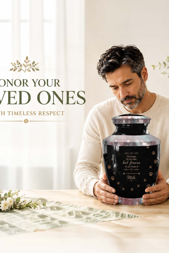 Pet Cremation Urn For Ashes - Personalized Paw Print Pet Urn