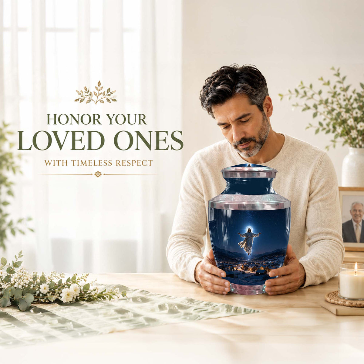 Jesus Themed Memorial Urn – Catholic Urns for Men & Women