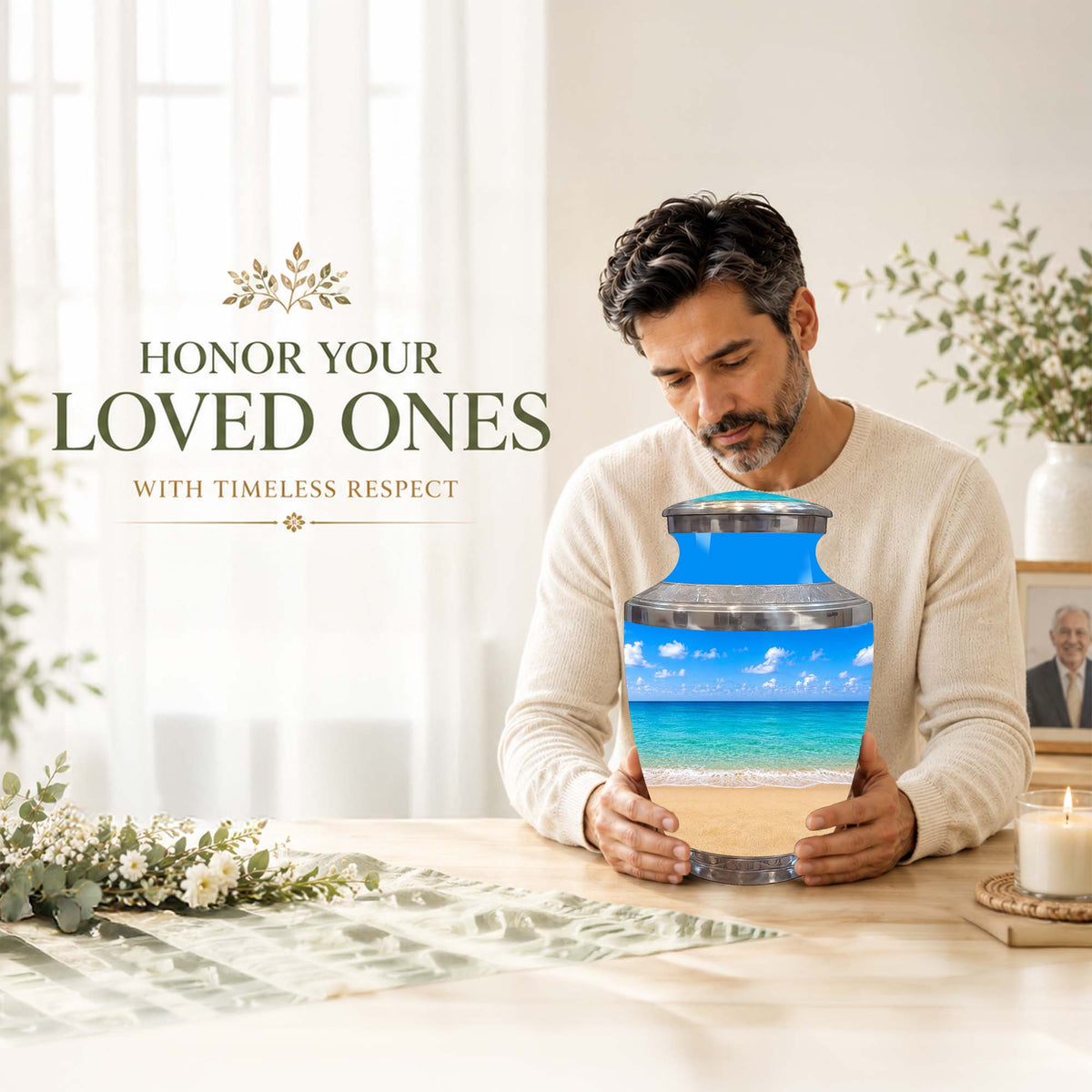 Ocean Breeze Memorial Urn – Personalized Beach Cremation Urn For Ashes