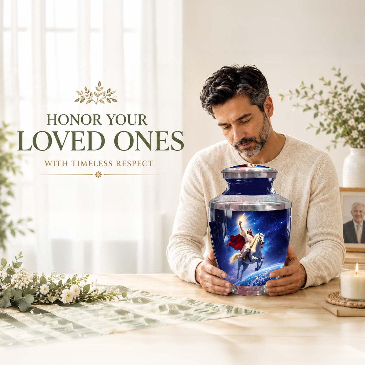 Jesus Cremation Urn For Adults - Catholic Memorial Urn For Ashes