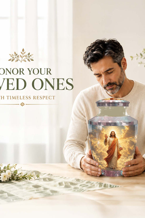 Jesus Christ Adult Cremation Urn - Heavenly Clouds Memorial Urn