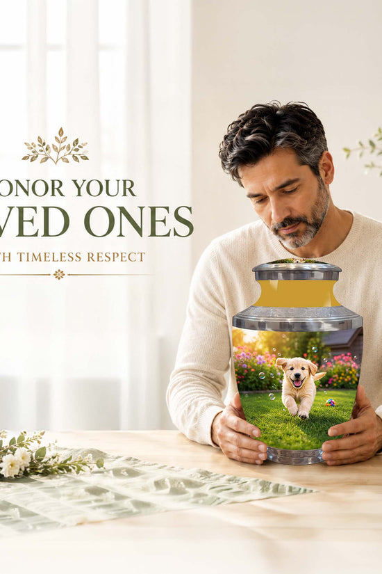 Playful Pet Puppy Cremation Urn - Custom Memorial Urns For Dog Ashes