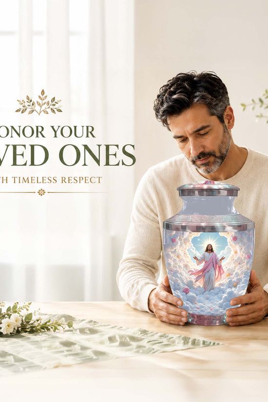 Catholic Urn For Adult Human Ashes - Jesus Cremation Urn
