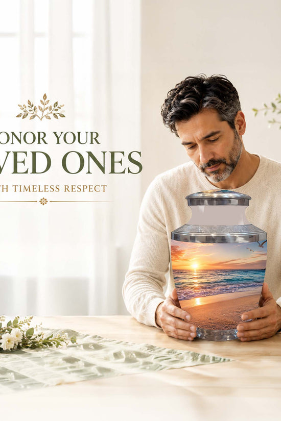 Sunset Beach Ocean Cremation Urn – Handcrafted Memorial Tribute For Ashes