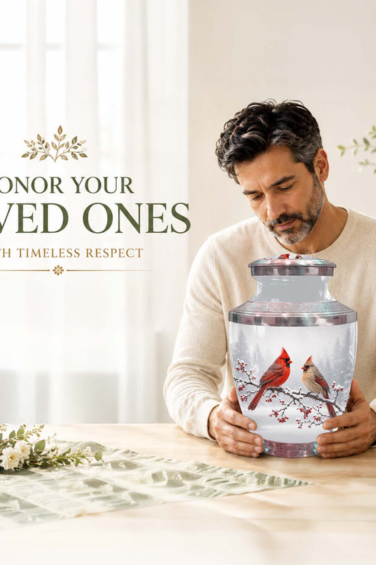 Cardinal Bird Themed Memorial Urn - Funeral Urns For Lovers