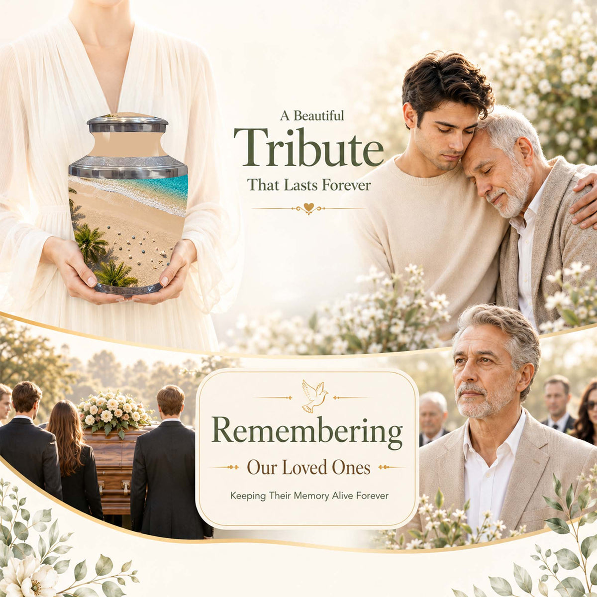 Personalized Beach Cremation Urn – Aluminum Memorial Urns For Ashes