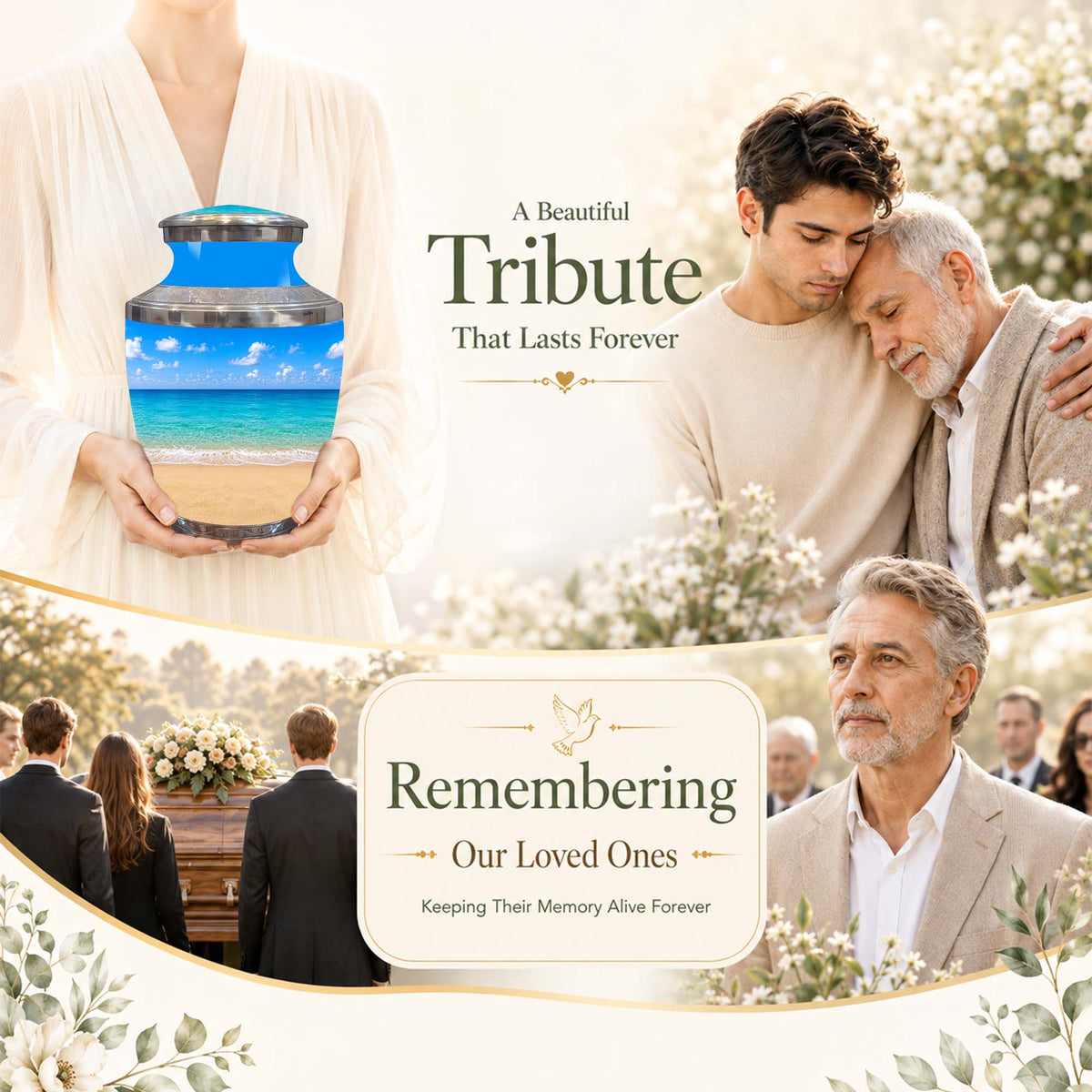Ocean Breeze Memorial Urn – Personalized Beach Cremation Urn For Ashes