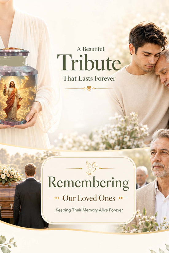 Jesus Christ Adult Cremation Urn - Heavenly Clouds Memorial Urn