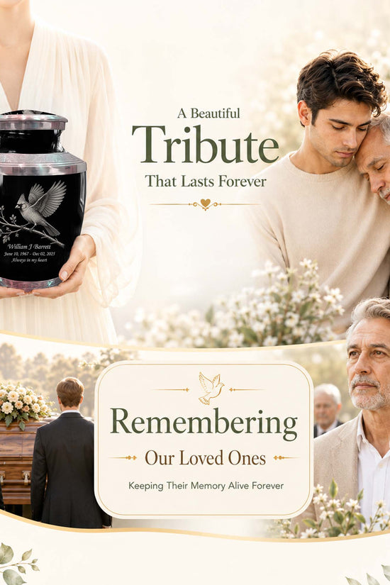 Black Cardinal Bird Cremation Urn - Balck Urn For Men & Women