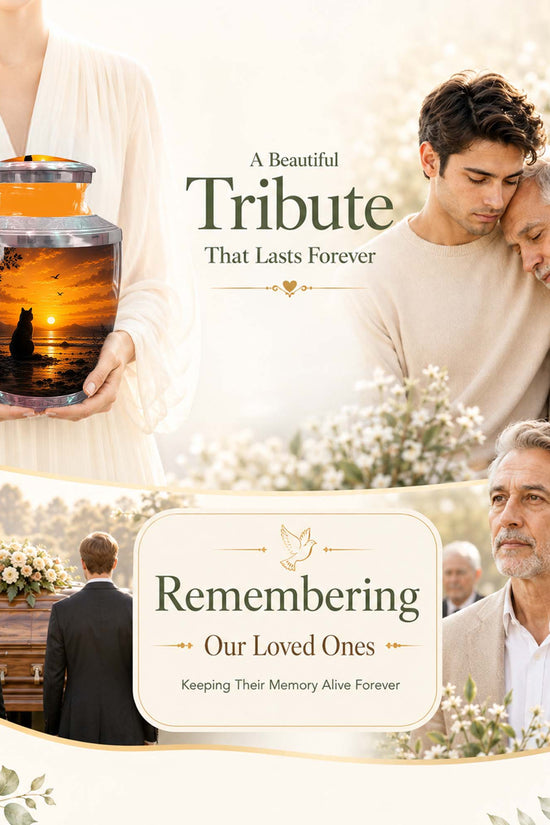 Cat Floral Urn For Ashes - Cat Themed Urns For Cremation