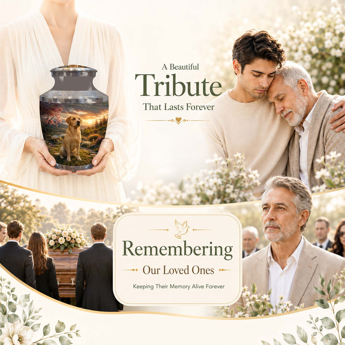 Personalized Golden Retriever Cremation Urn – Pet Ashes Funeral Urn