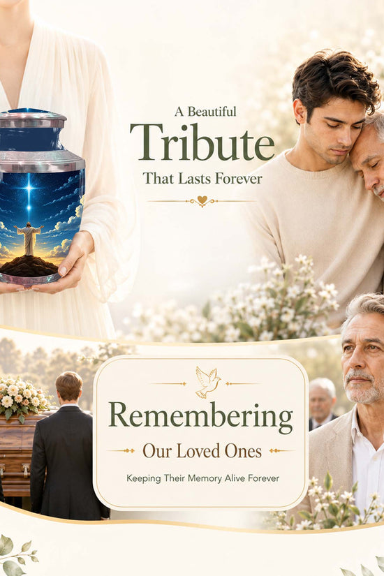 Jesus Themed Memorial Urn - Catholic Cross Funeral Urns For Ashes