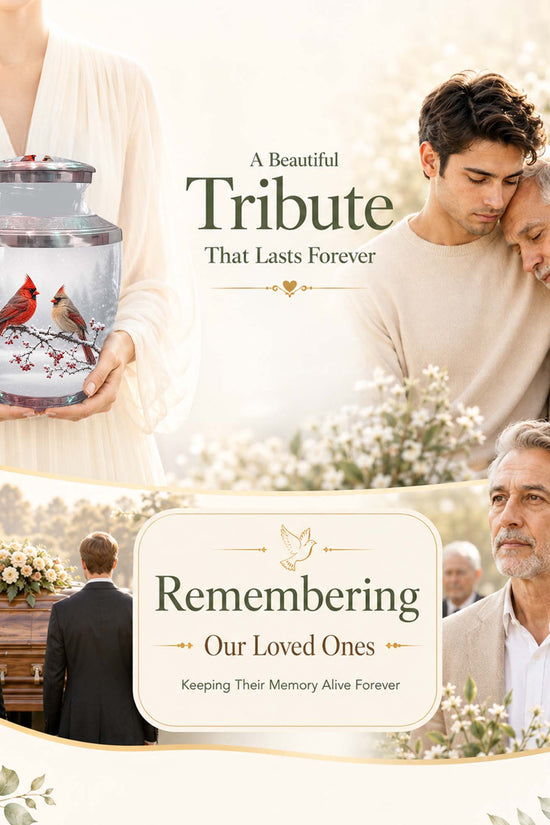 Cardinal Bird Themed Memorial Urn - Funeral Urns For Lovers