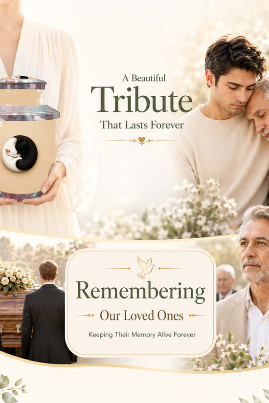 Yin Yang Memorial Urn For Cat - Unique Pet Cremation Urn For Cat