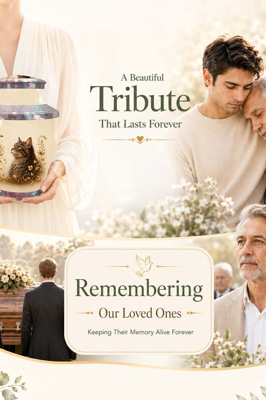 Artistic Cat Memroial Urn - Cat Themed Urn For Cremation Ashes