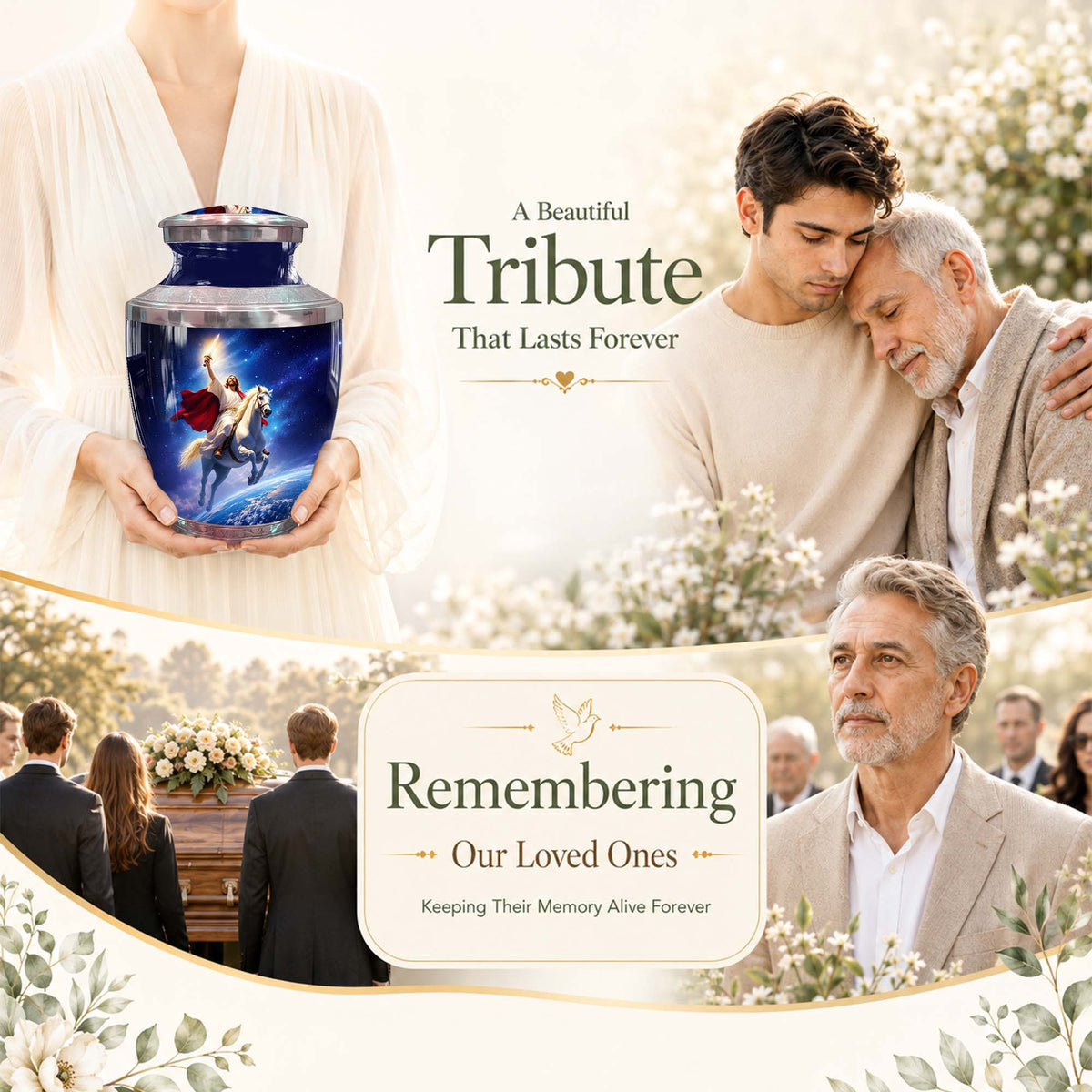 Jesus Cremation Urn For Adults - Catholic Memorial Urn For Ashes