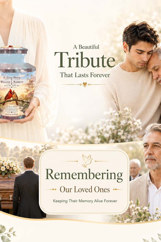 Cardinal Bird Pair Themed Urn - Bird Memorial Urn For Lovers