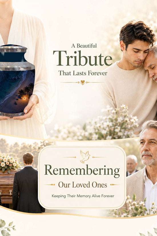 Night Beach & Ocean Memorial Urn – Peaceful Aluminum Cremation Urn