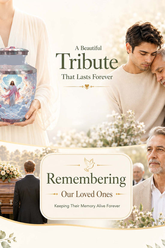Catholic Urn For Adult Human Ashes - Jesus Cremation Urn