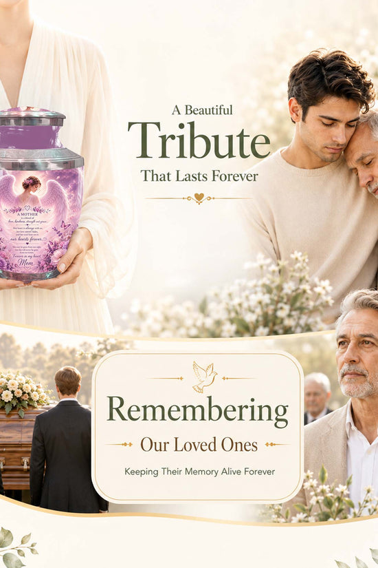 Angel Themed Funeral Urn for Mother - Pink Winged Angel Urn
