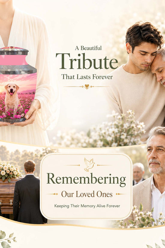 Personalized Golden Retriever Memorial Urn – Pink Keepsake Urns For Ashes