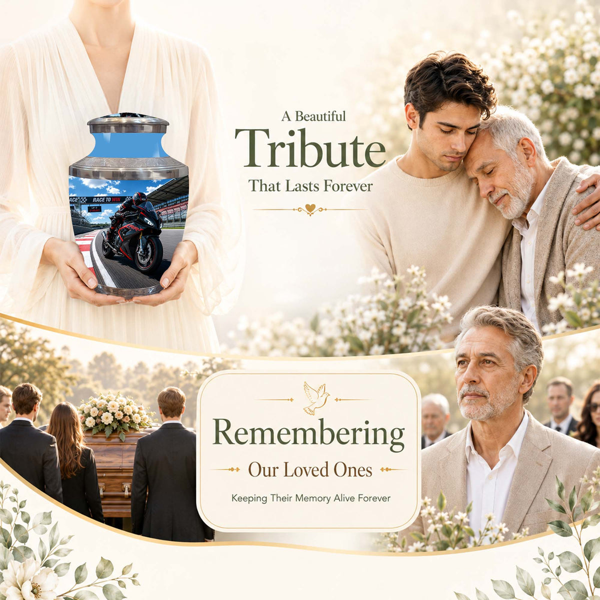 Sports Bike On Race Track Urn - Premium Urns For Motor Bike Lover's Ashes