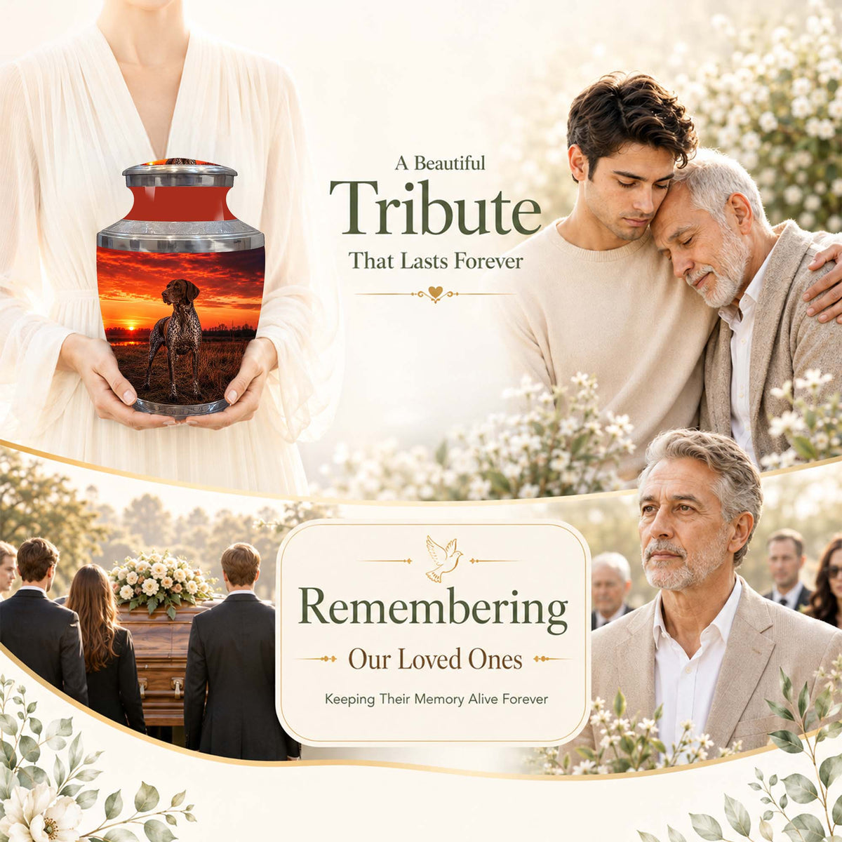 Personalized Dog Memorial Urn – Sunset Tribute Pet Cremation Keepsake For Ashes