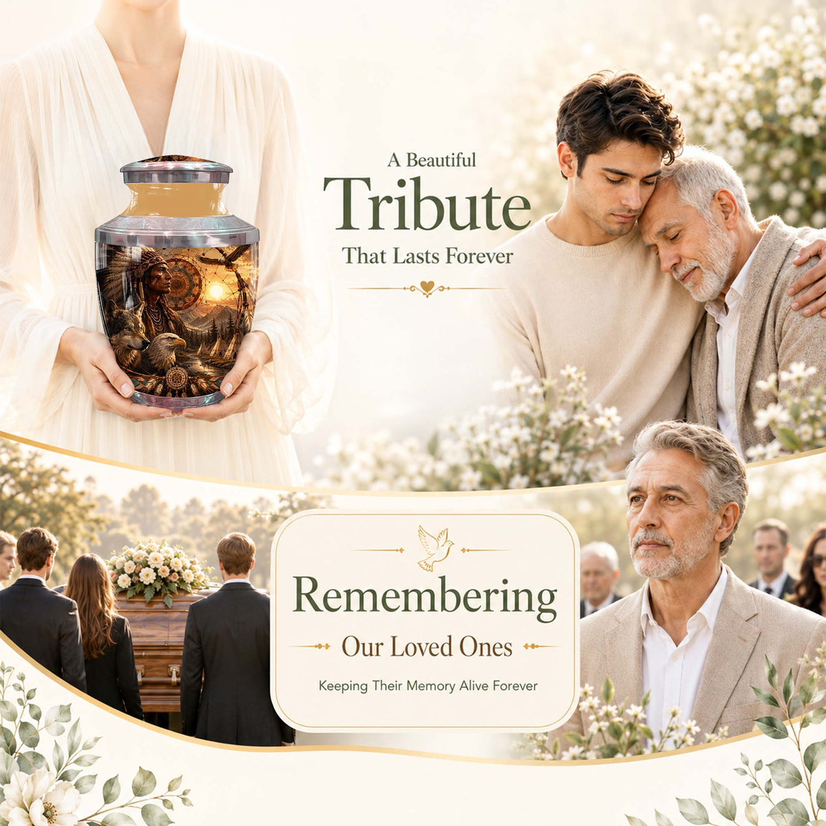 Native American Memorial Urn - Cremation Urns For Human Ashes
