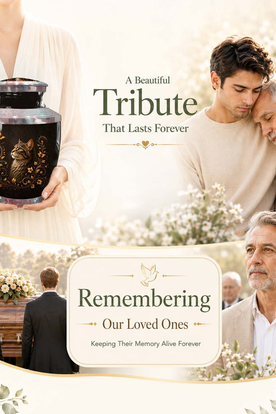 Artistic Memorial Urn For Pet Ashes - Cat Themed Urn For Ashes