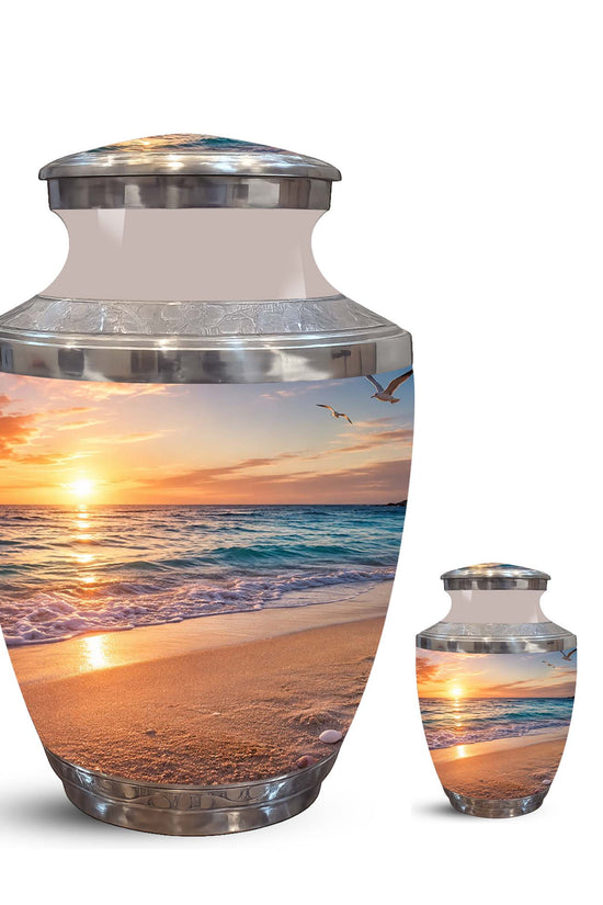 Sunset Beach Ocean Cremation Urn – Handcrafted Memorial Tribute For Ashes