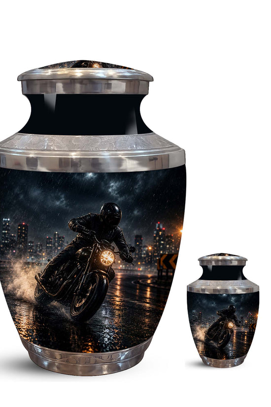 Personalized Biker Cremation Urn – Motorcycle Rider Memorial Tribute
